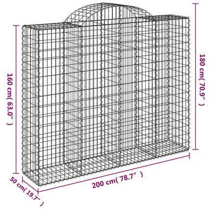 Gabioner bågformade 15 st 200x50x160/180 cm galvaniserat järn