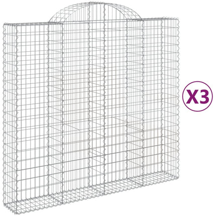 Gabioner bågformade 3 st 200x50x180/200 cm galvaniserat järn