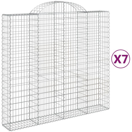 Gabioner bågformade 7 st 200x50x180/200 cm galvaniserat järn