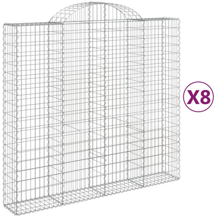 Gabioner bågformade 8 st 200x50x180/200 cm galvaniserat järn