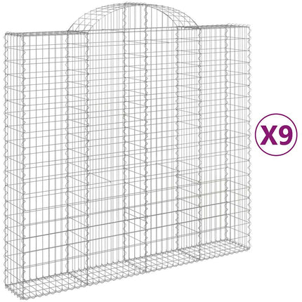 Gabioner bågformade 9 st 200x50x180/200 cm galvaniserat järn