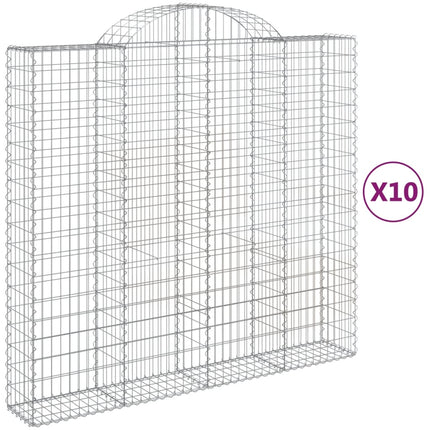 Gabioner bågformade 10 st 200x50x180/200 cm galvaniserat järn