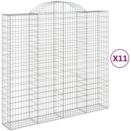 Gabioner bågformade 11 st 200x50x180/200 cm galvaniserat järn