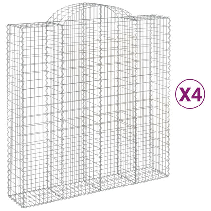 Gabioner bågformade 4 st 200x50x200/220 cm galvaniserat järn
