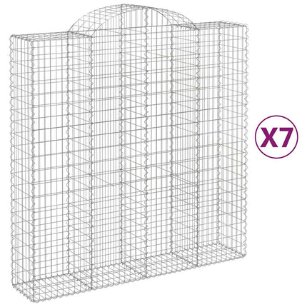 Gabioner bågformade 7 st 200x50x200/220 cm galvaniserat järn