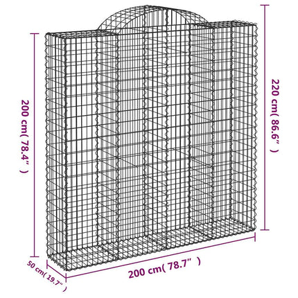 Gabioner bågformade 7 st 200x50x200/220 cm galvaniserat järn