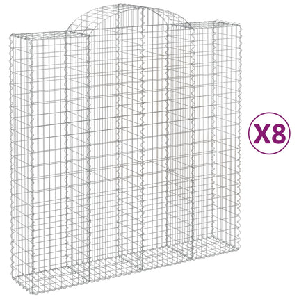 Gabioner bågformade 8 st 200x50x200/220 cm galvaniserat järn