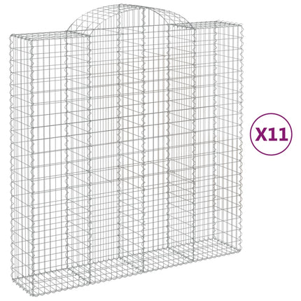 Gabioner bågformade 11 st 200x50x200/220 cm galvaniserat järn