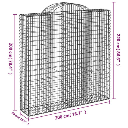 Gabioner bågformade 11 st 200x50x200/220 cm galvaniserat järn