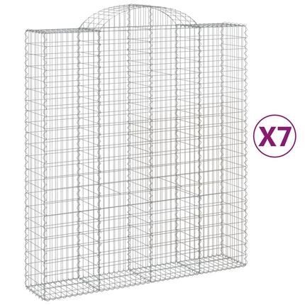 Gabioner bågformade 7 st 200x50x220/240 cm galvaniserat järn