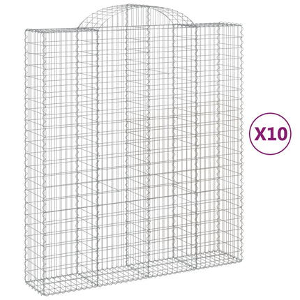 Gabioner bågformade 10 st 200x50x220/240 cm galvaniserat järn