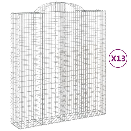 Gabioner bågformade 13 st 200x50x220/240 cm galvaniserat järn