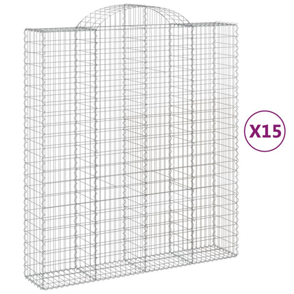 Gabioner bågformade 15 st 200x50x220/240 cm galvaniserat järn