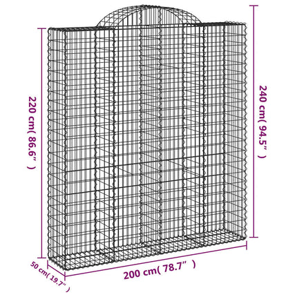 Gabioner bågformade 20 st 200x50x220/240 cm galvaniserat järn