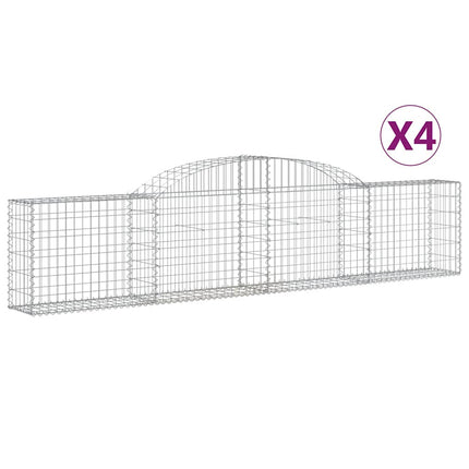 Gabioner bågformade 4 st 300x30x60/80 cm galvaniserat järn