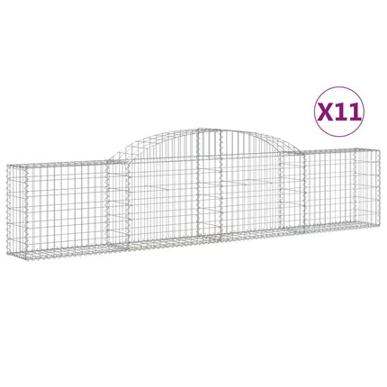 Gabioner bågformade 11 st 300x30x60/80 cm galvaniserat järn