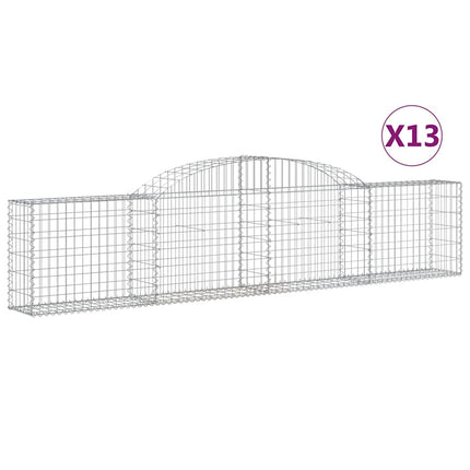 Gabioner bågformade 13 st 300x30x60/80 cm galvaniserat järn