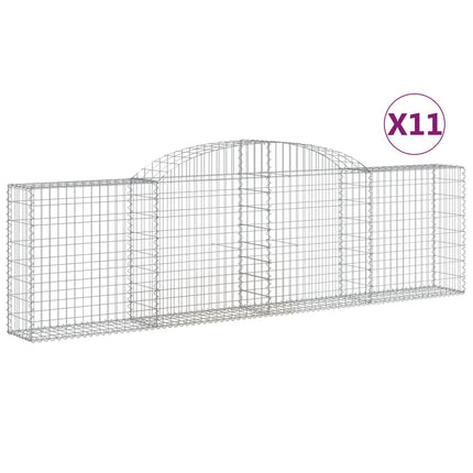 Gabioner bågformade 11 st 300x30x80/100 cm galvaniserat järn