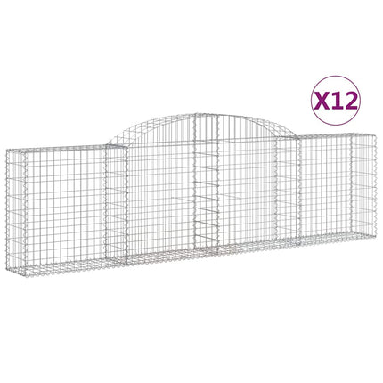 Gabioner bågformade 12 st 300x30x80/100 cm galvaniserat järn