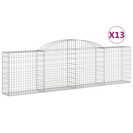 Gabioner bågformade 13 st 300x30x80/100 cm galvaniserat järn