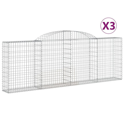 Gabioner bågformade 3 st 300x30x100/120 cm galvaniserat järn