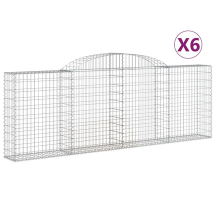 Gabioner bågformade 6 st 300x30x100/120 cm galvaniserat järn