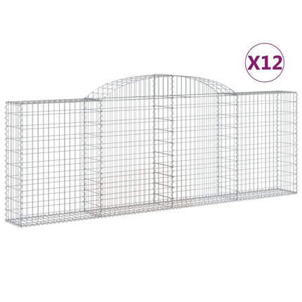 Gabioner bågformade 12 st 300x30x100/120 cm galvaniserat järn