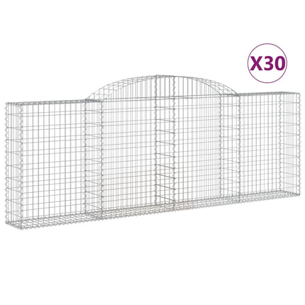 Gabioner bågformade 30 st 300x30x100/120 cm galvaniserat järn