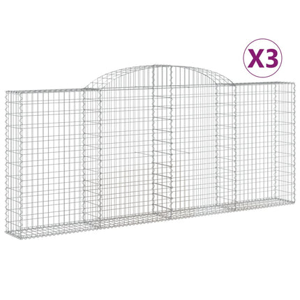 Gabioner bågformade 3 st 300x30x120/140 cm galvaniserat järn
