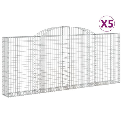 Gabioner bågformade 5 st 300x30x120/140 cm galvaniserat järn