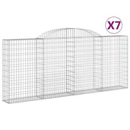Gabioner bågformade 7 st 300x30x120/140 cm galvaniserat järn