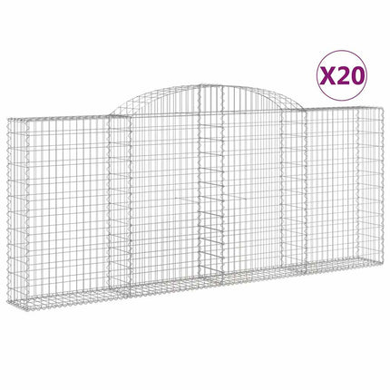 Gabioner bågformade 20 st 300x30x120/140 cm galvaniserat järn