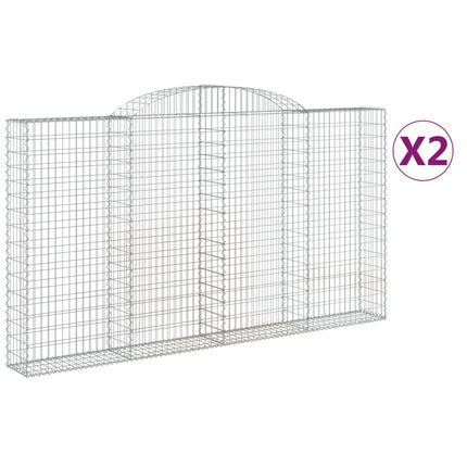 Gabioner bågformade 2 st 300x30x160/180 cm galvaniserat järn