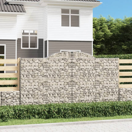 Gabioner bågformade 2 st 300x30x160/180 cm galvaniserat järn