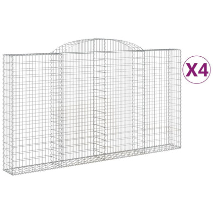 Gabioner bågformade 4 st 300x30x160/180 cm galvaniserat järn