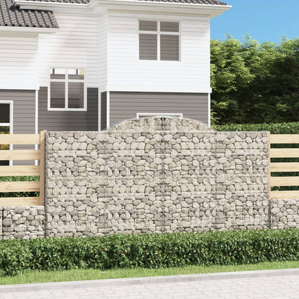Gabioner bågformade 4 st 300x30x160/180 cm galvaniserat järn