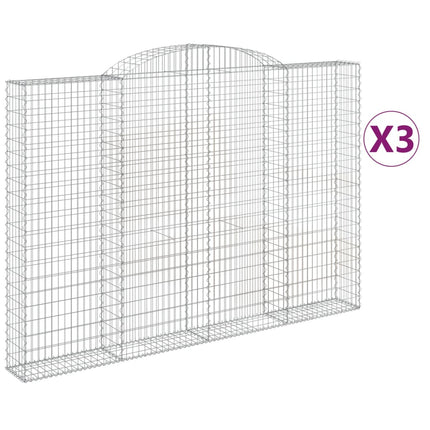Gabioner bågformade 3 st 300x30x200/220 cm galvaniserat järn