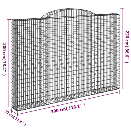 Gabioner bågformade 3 st 300x30x200/220 cm galvaniserat järn
