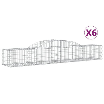 Gabioner bågformade 6 st 300x50x40/60 cm galvaniserat järn