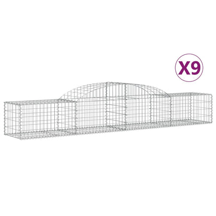 Gabioner bågformade 9 st 300x50x40/60 cm galvaniserat järn