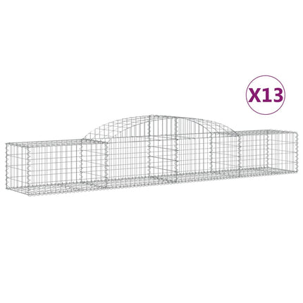 Gabion bågformad 13 st 300x50x40/60 cm galvaniserat järn