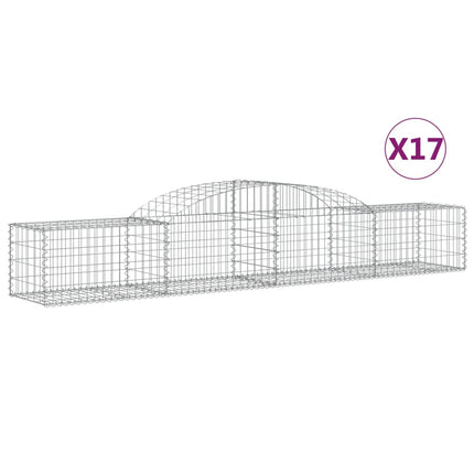 Gabioner bågformade 17 st 300x50x40/60 cm galvaniserat järn