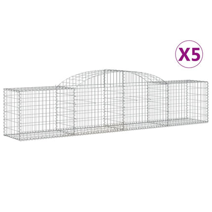 Gabioner bågformade 5 st 300x50x60/80 cm galvaniserat järn