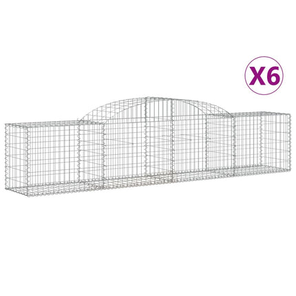 Gabioner bågformade 6 st 300x50x60/80 cm galvaniserat järn