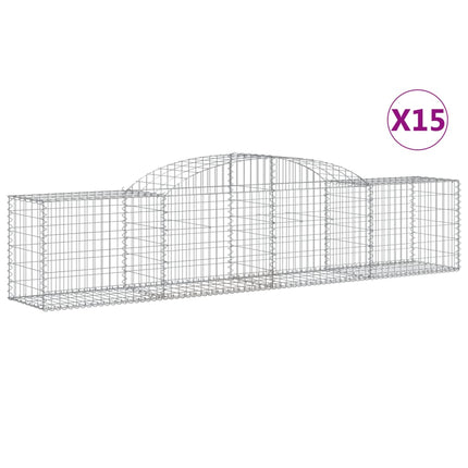 Gabioner bågformade 15 st 300x50x60/80 cm galvaniserat järn