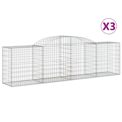 Gabioner bågformade 3 st 300x50x80/100 cm galvaniserat järn