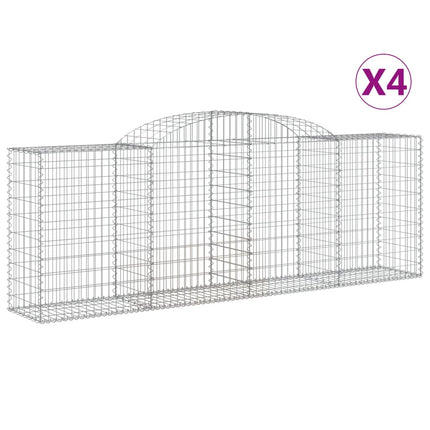 Gabioner bågformade 4 st 300x50x100/120 cm galvaniserat järn