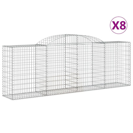 Gabioner bågformade 8 st 300x50x100/120 cm galvaniserat järn