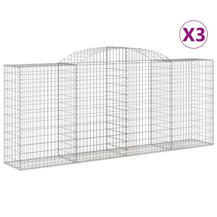Gabioner bågformade 3 st 300x50x120/140 cm galvaniserat järn