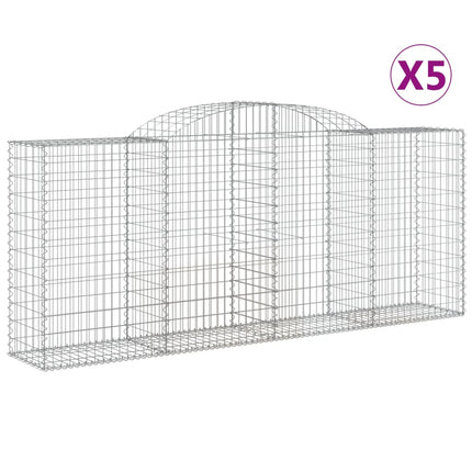 Gabioner bågformade 5 st 300x50x120/140 cm galvaniserat järn